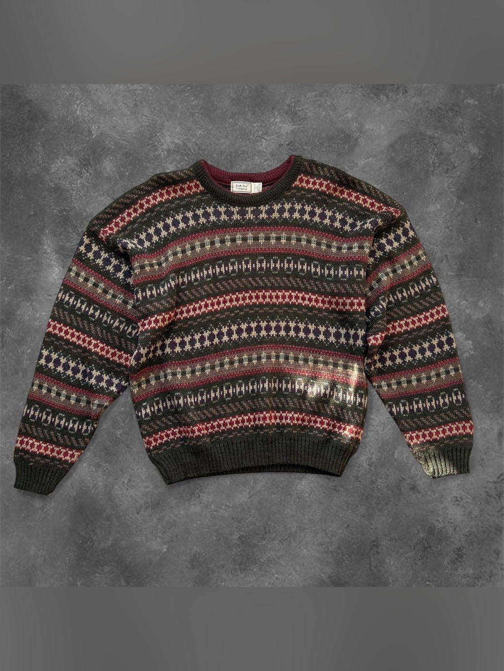 Vintage Bugle Boy Men's M Fairisle Geometric Crewneck Sweater